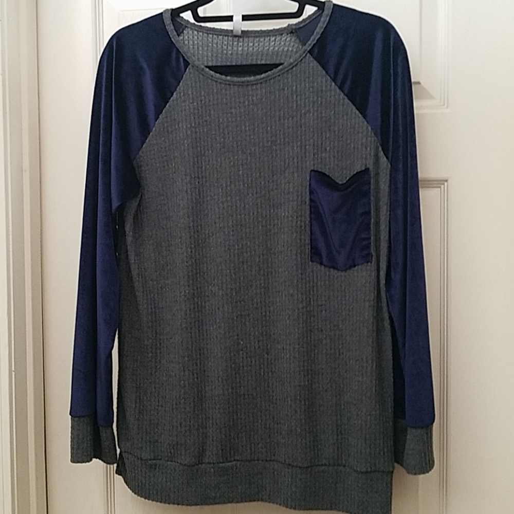 Long sleeve waffle knit shirt